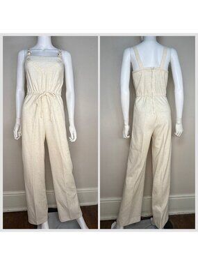 Vintage 1970s Cream Sleeveless Jumpsuit, Jerell of Texas Size XS